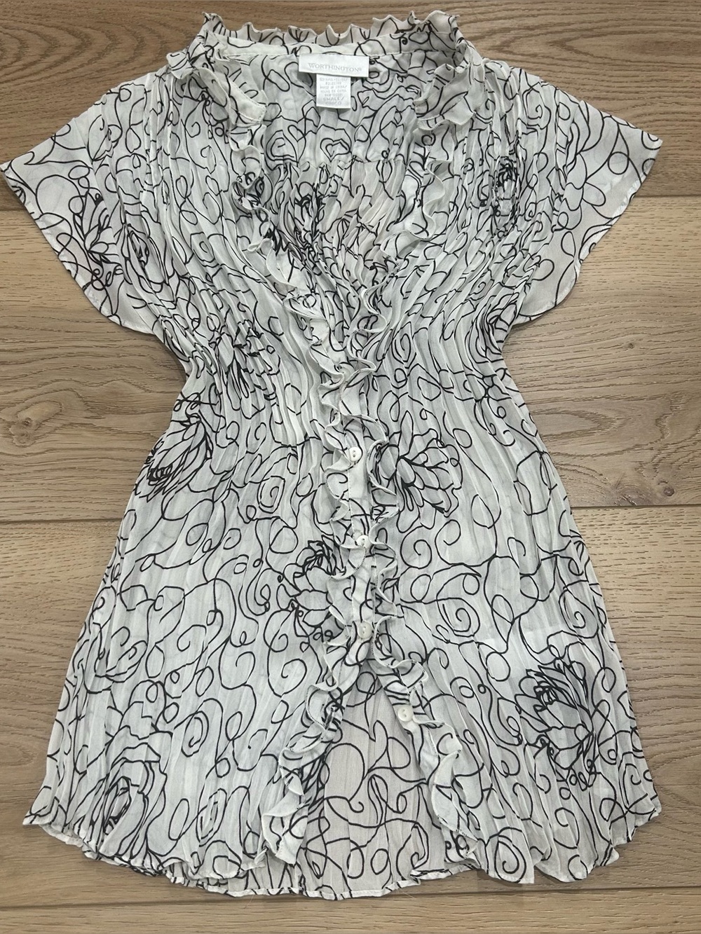 Y2K white floral Button up
